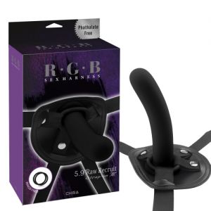 CN 3748 Страпон RGB Recruit силиконовый черный + 3 кольца ― FormulaSexa - VibeDoctor Оптовые заказы