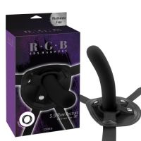 CN 3748 Страпон RGB Recruit силиконовый черный + 3 кольца