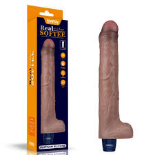 LV 0715 Вибратор Real Softee USB силиконовый с яичками мулат 27 см ― FormulaSexa - VibeDoctor Оптовые заказы