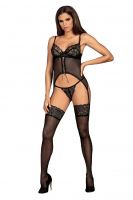 OB 7794 L/XL BLACK Чулки с кружевной резинкой под пояс Contica